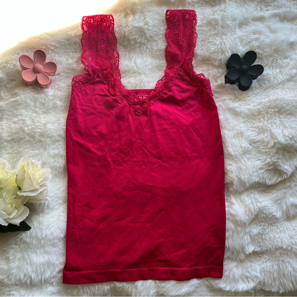Hot pink laced tank top